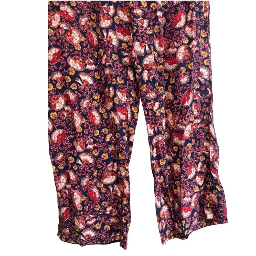 Liz Claiborne‎ Pajama Pants Womens Medium Blue Floral Rayon Excellent Drawstring